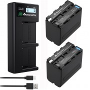 2 аккумулятора Powerextra NP-F970 + зарядное устройство (USB Type-C)